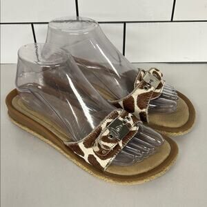 Dr Scholl’s Heaven Cow Print Calf Hair Slides Comfort Shoes Women’s Size 7